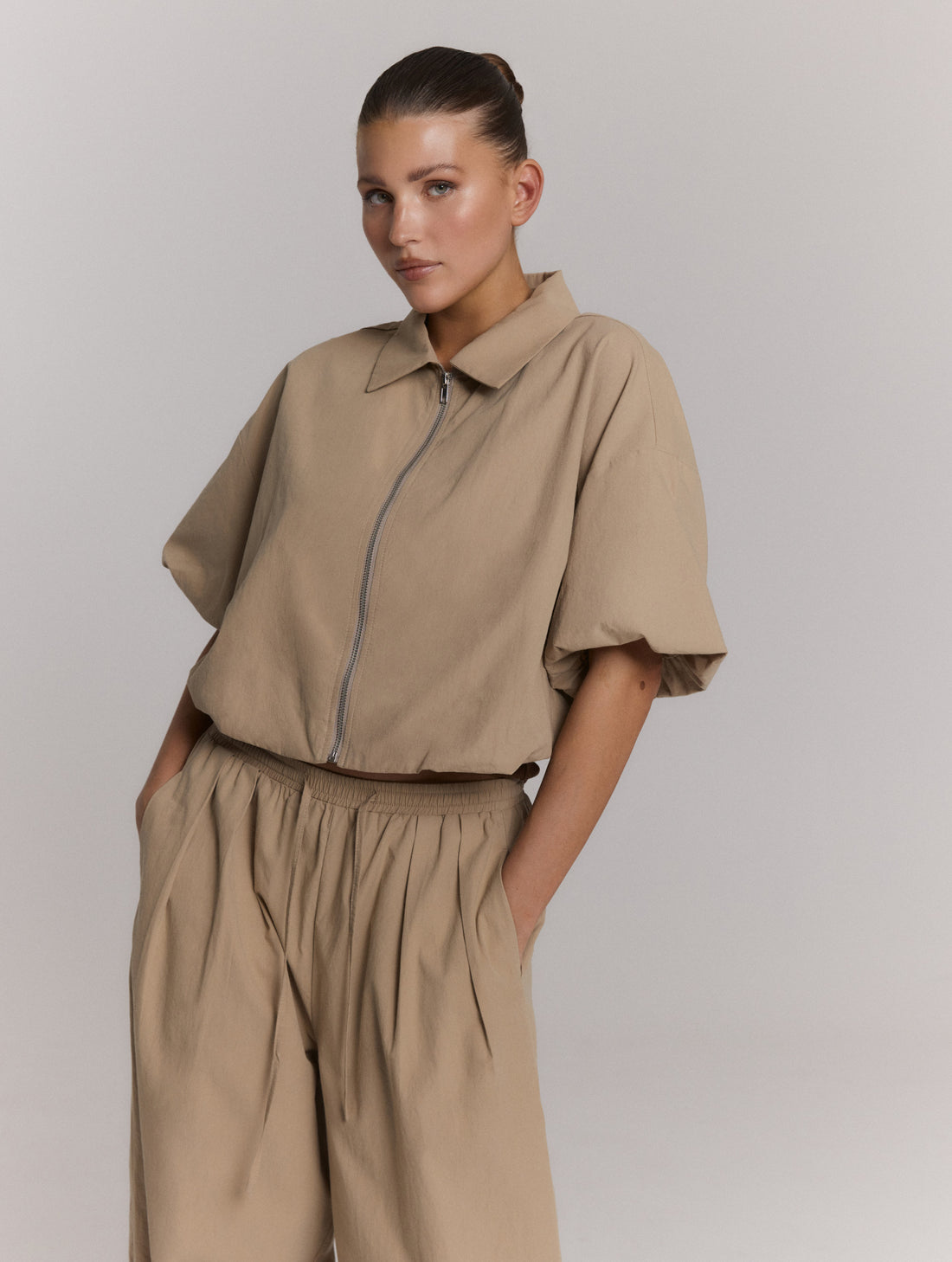 Cropped Blouse Inaya - sand