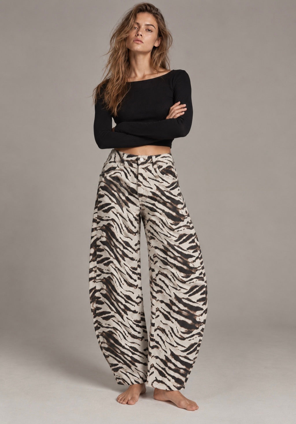 Barrel Jeans Zebra - beige