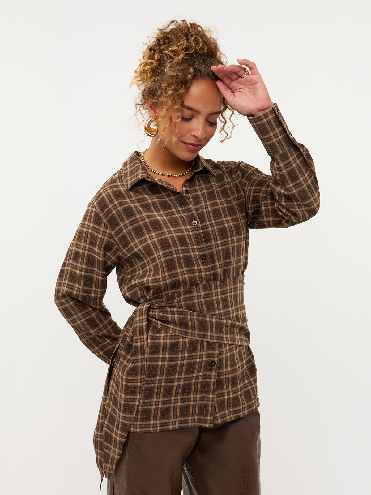 Blouse Isa - brown check