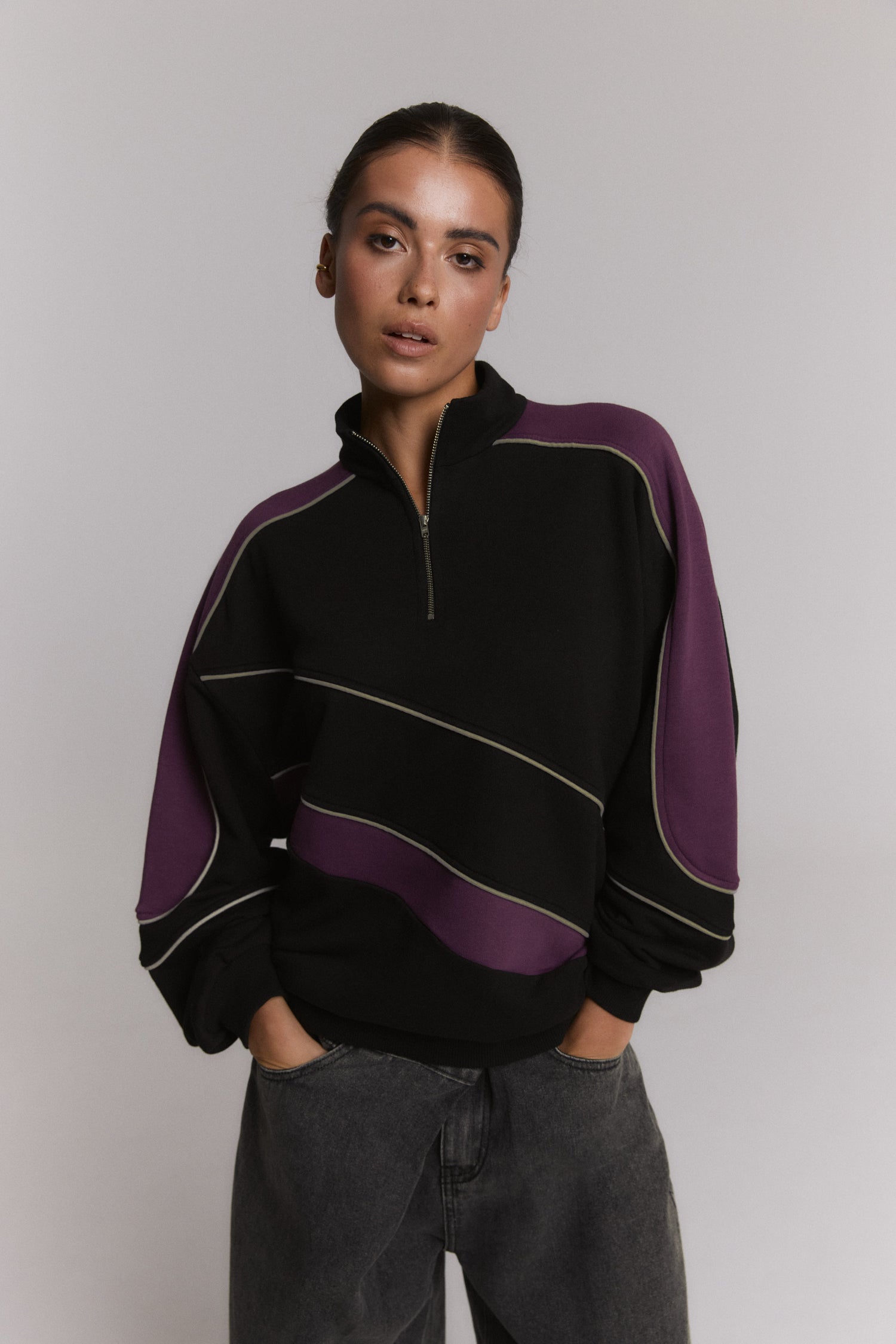 Zipper Sweater Fadey - black