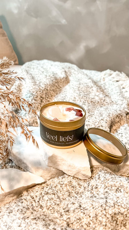 Giftbox Edelstenen Kaars - veel liefs