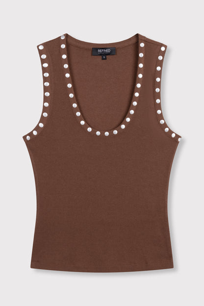 Knitted Tanktop Bente - choc brown