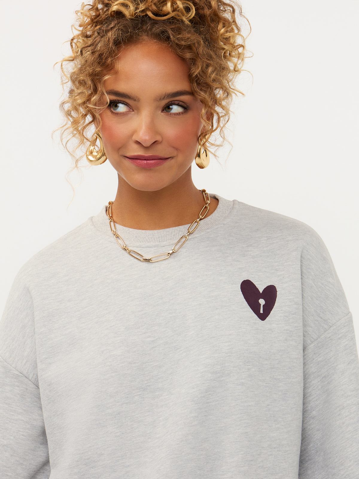 Sweater Checked In - grey melange