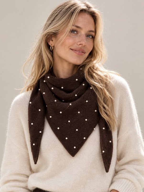 Driehoek Sjaaltje Pearly - coffee