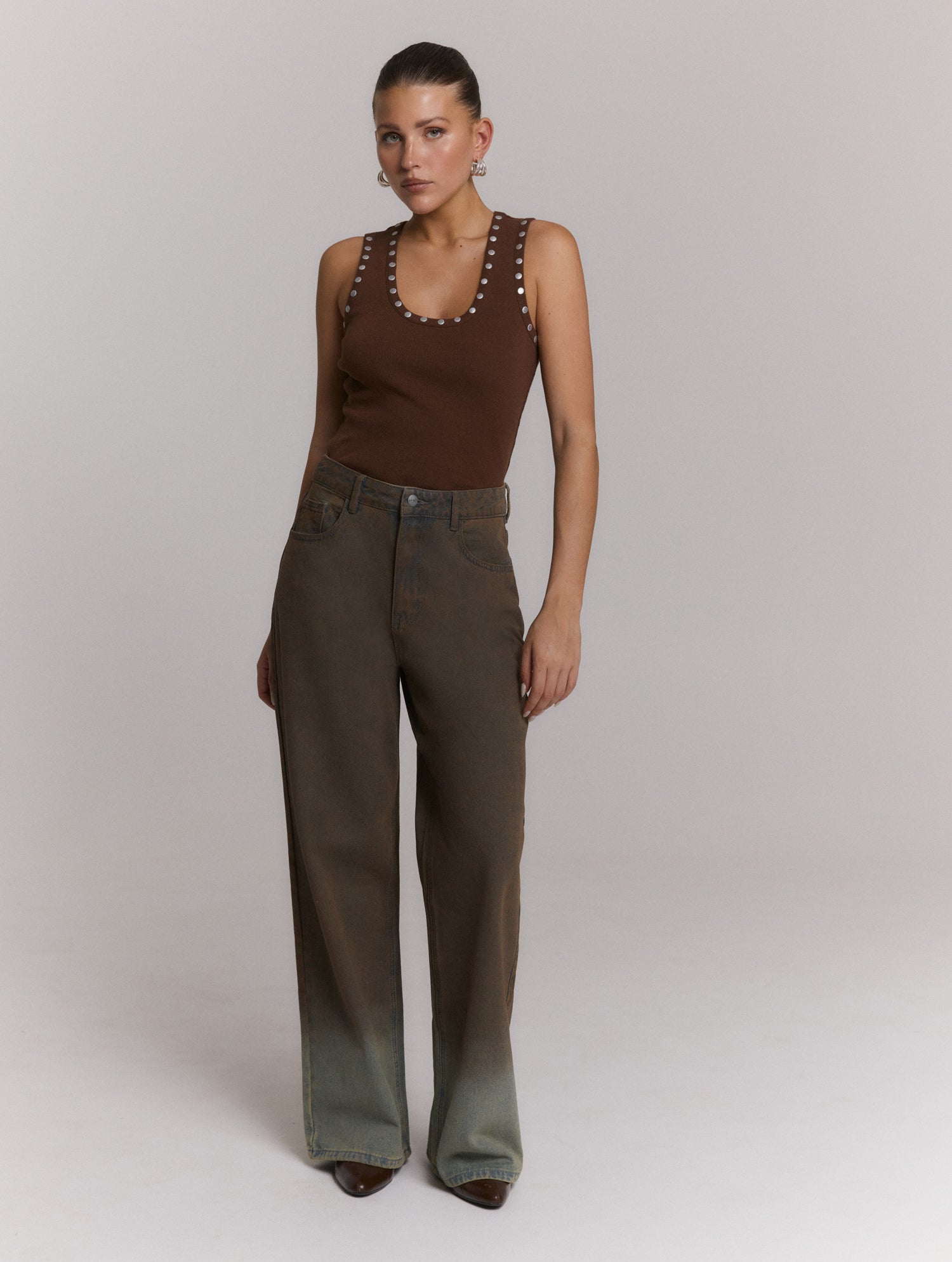 Knitted Tanktop Bente - choc brown