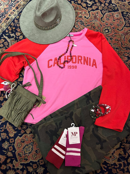 Longsleeve Californie - rood/roze