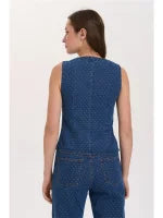 24c Denim Gilet Lin - blauw