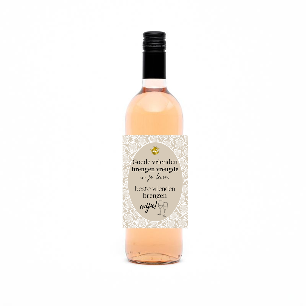 Wijnfles Rose - vrienden brengen wijn
